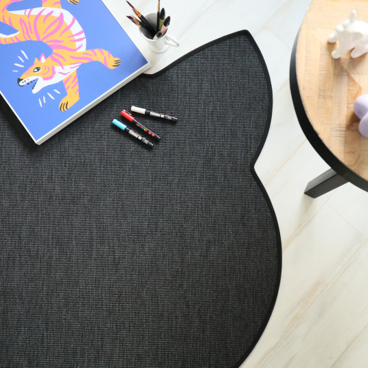 Tapis chat design - Miaou chic - Gris ardoise - vue du dessus