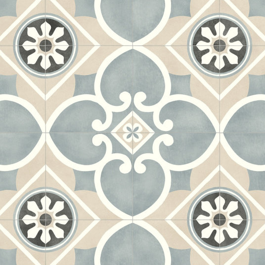 Sol Vinyle Style Carreaux de ciment Florence - Beige