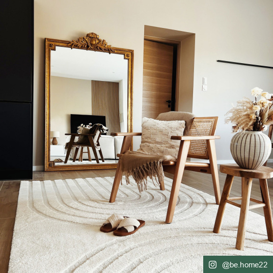 Tapis de salon - Néo Circle - Courbe écru et crème - salon