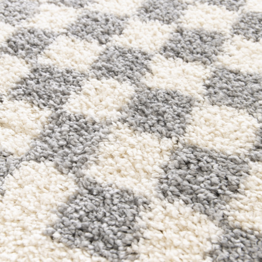 Tapis damier à poils longs - Colorama - Gris coloré - vue de près