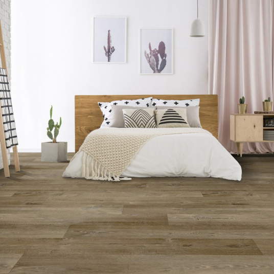 Sol Vinyle Textile Black Edition - Aspect parquet chêne brun - Chambre
