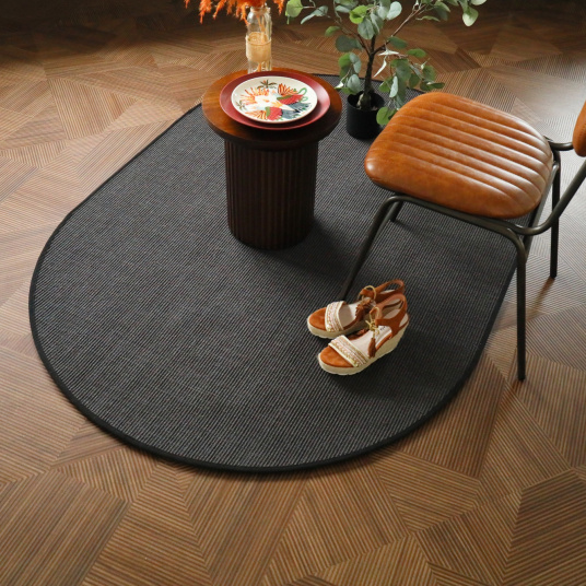 Tapis ovale naturel - Sisal Yucatan - Gris foncé - salon
