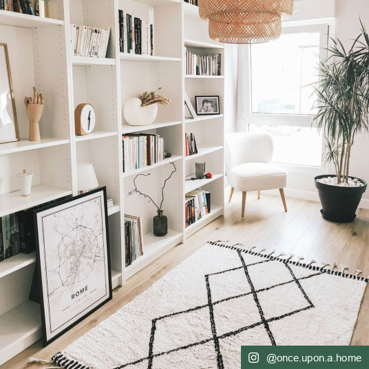 Tapis style Berbère avec franges - Tribal blanc cassé - Salon