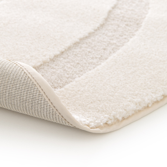 Tapis rond de salon en relief - Belle-île - Vagues écru et crème - envers