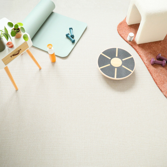 Moquette Tissé plat aspect coton - Yoga - Blanc fleur de coton - vue de loin