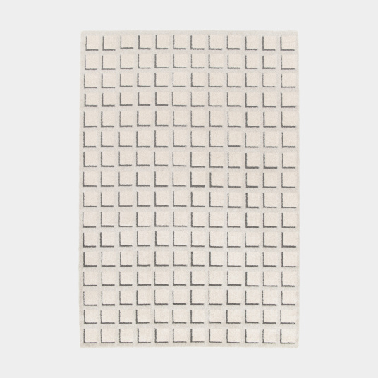 Tapis de salon graphique en relief - Case - Beige crème