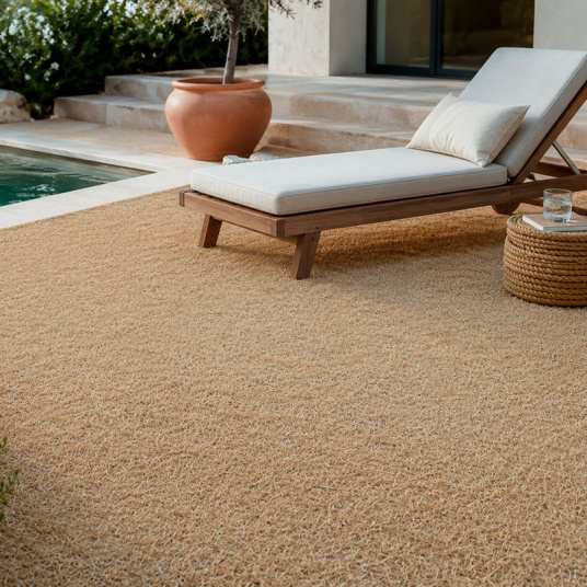 Gazon synthétique Métropolitain Sable - 22 mm pour terrasse et abords de piscine dans un style naturel et contemporain