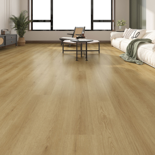 Parquet vinyle rigide intensif pose clipsable chêne naturel dans un intérieur contemporain