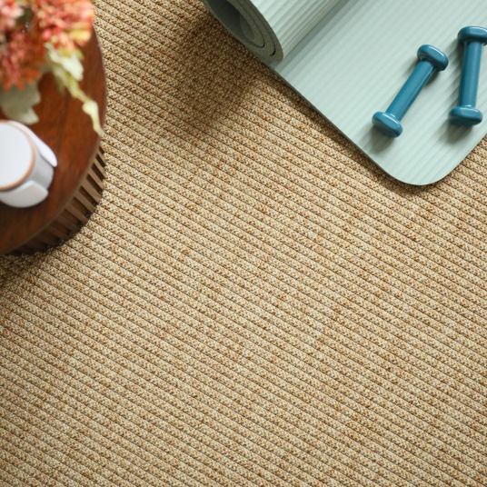 Moquette Tissé plat aspect coton - Pilates - Beige naturel - vue du dessus