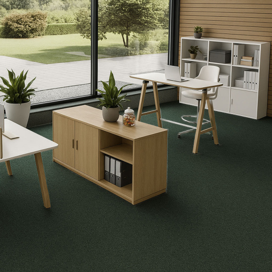 Moquette professionnelle - Trafic 33 Contract - Vert foncé chiné recyclable - Bureau open space moderne