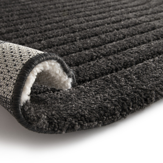 Tapis de salon en relief - Black Circle - Noir - envers