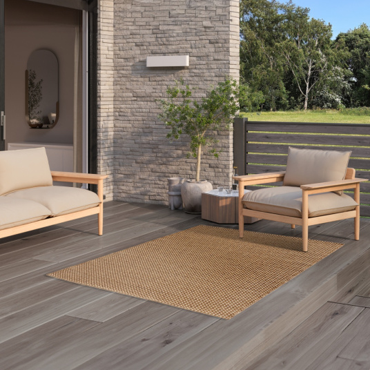 Tapis d'intérieur ou d'extérieur aspect sisal - Tijuana - Camel - balcon