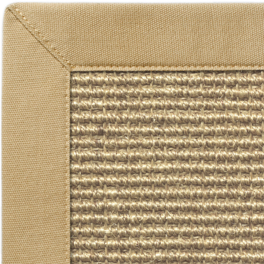 Finition haut de gamme du tapis sisal grosses boucles Cuba orge en fibres naturelles avec ganse coton beige assortie ton sur ton