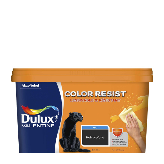 Dulux Valentine Color Resist - Murs&Boiseries - Mat Noir Profond - étiquette