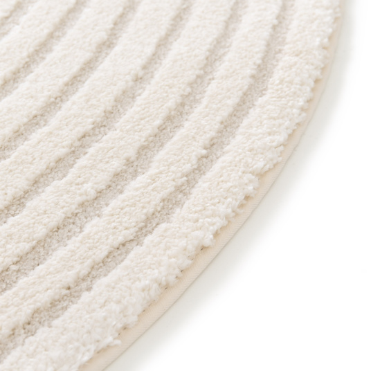 Tapis rond de salon en relief - Circle - Cercle écru et crème - tranche