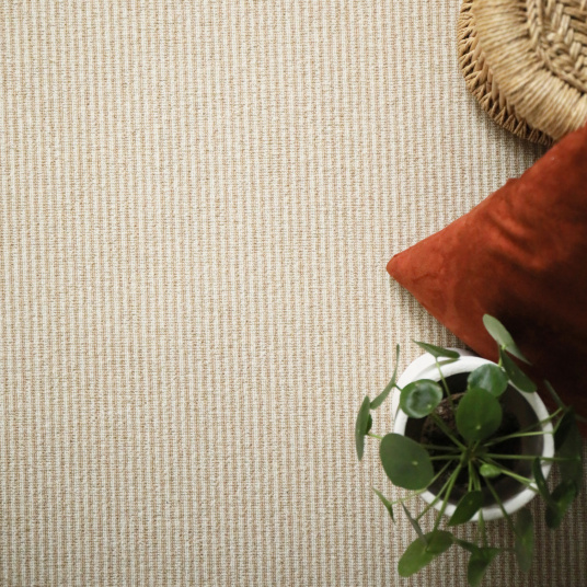 Moquette rayée chambre Laine & Mix Écru et beige miel - vue de haut