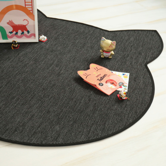 Tapis chat design - Miaou chic - Gris ardoise - salon