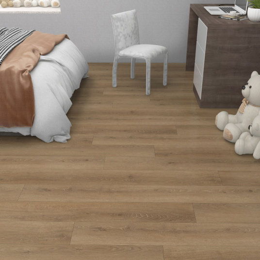 Lame PVC clipsable - Chêne naturel dans une pièce cosy et fonctionnelle