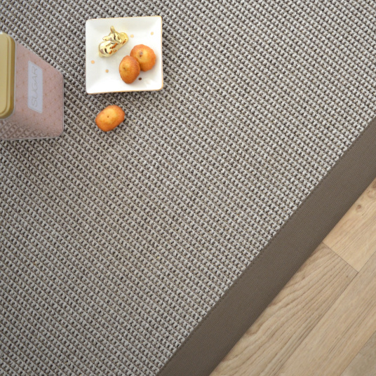 Tapis tissé plat Lombok silver ganse coton taupe - Tranche vue de haut