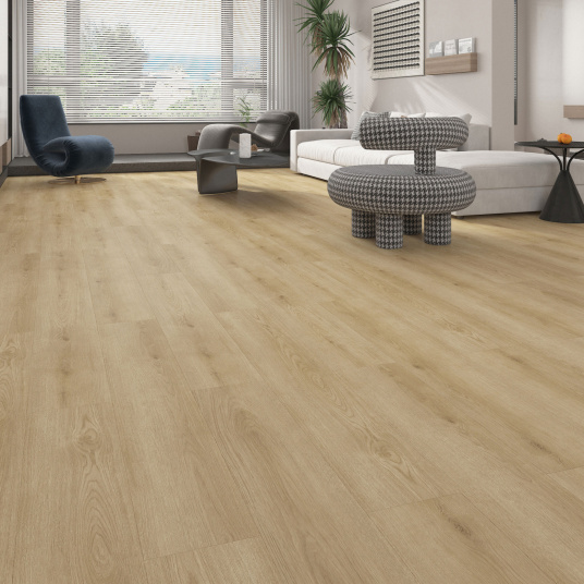 Sol parquet vinyle rigide clipsable chêne clair avec décor bois réaliste et finition ultra mate