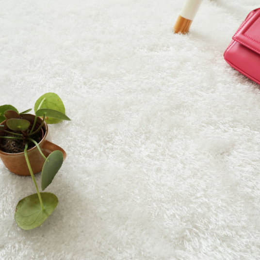 Tapis shaggy blanc Éclat FusionBac confort premium en chambre
