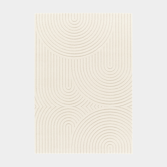 Tapis de salon en relief - Circle - Courbe écru et crème