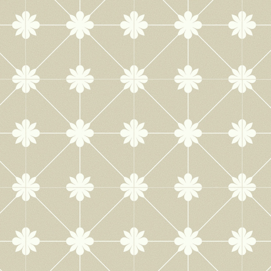 Sol vinyle District NY aspect carreaux Lexington Bloom beige, motif floral stylisé