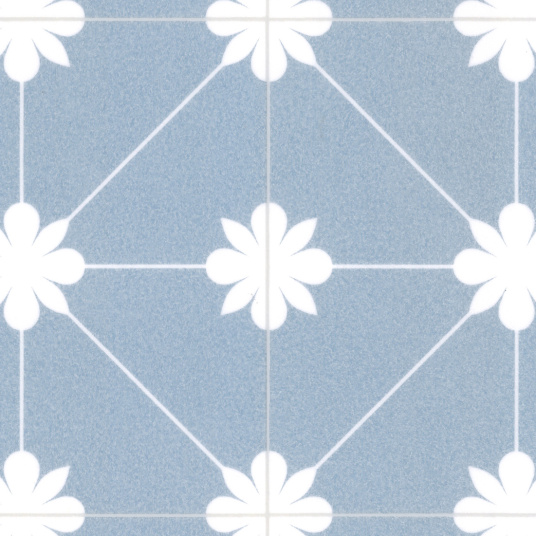 Vue rapprochée du sol vinyle Élite à carreaux Lexington Bloom - envers textile et pose rapide