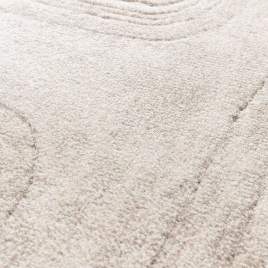 Tapis de salon doux à motif organique - Deva - Grège - gros plan