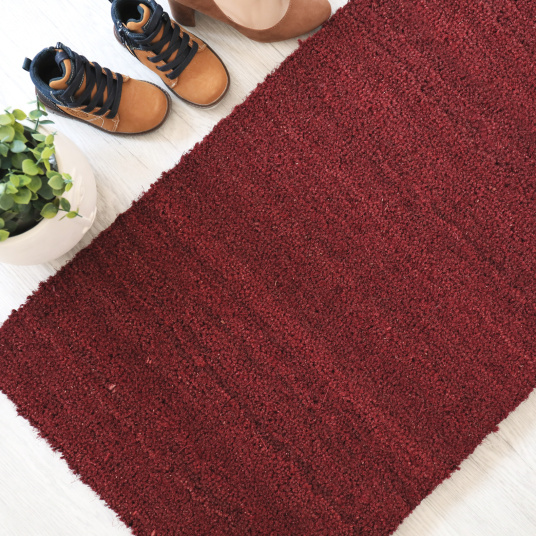Paillasson - Tapis brosse Coco - Rouge - Ep. 17mm - Entrée
