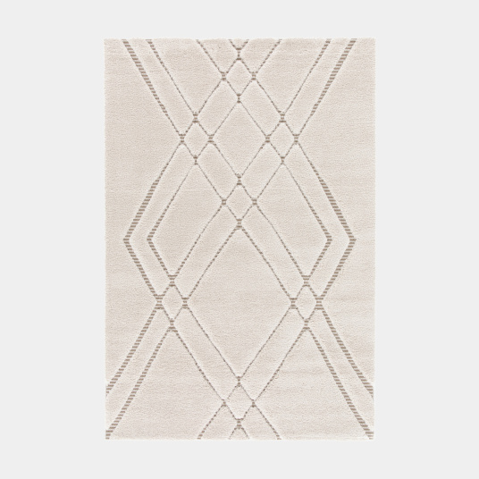 Tapis de salon graphique en relief - Maya - Crème et beige