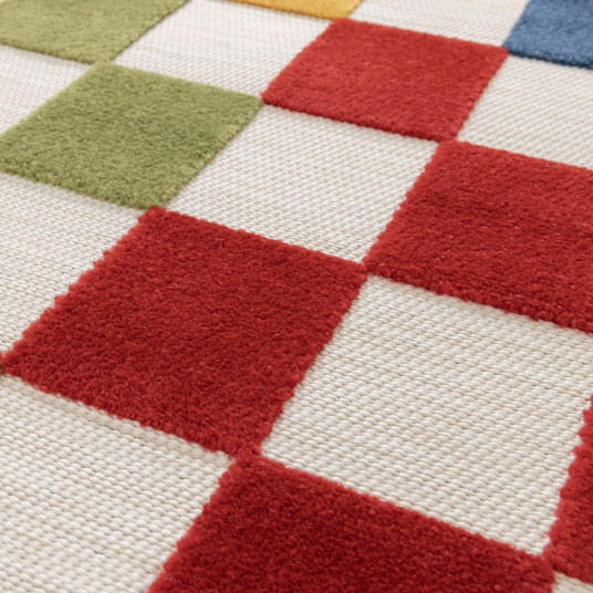 Tapis extérieur et intérieur motif damier - Petit Marius - Multicolore - gros plan