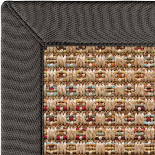 Tapis tissé plat Natté - Sumatra - Nature multicolor - Ganse polypropylène Anthracite