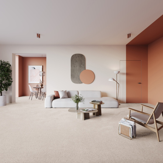 Moquette épaisse en polyester recyclé Re-life beige nude - salon