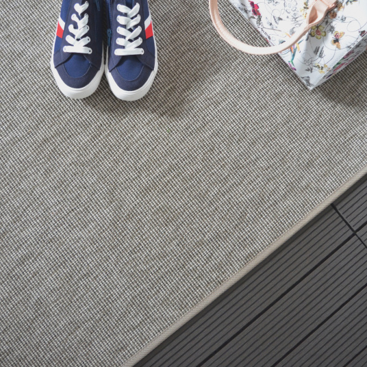 Tapis intérieur / extérieur Mahé silver galon beige - Tranche