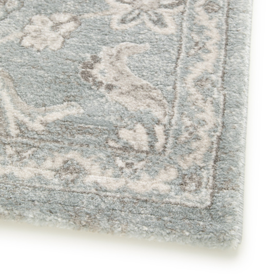 Tapis à motif floral oriental - Nora - Bleu - coin