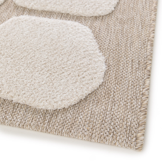 Tapis de salon en matière recyclée Ode à la douceur beige et crème - coin