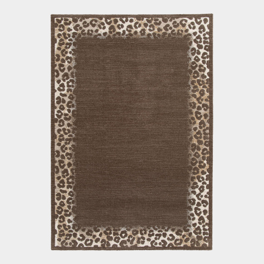 Tapis de salon - Sauvage marron chocolat - Motif léopard