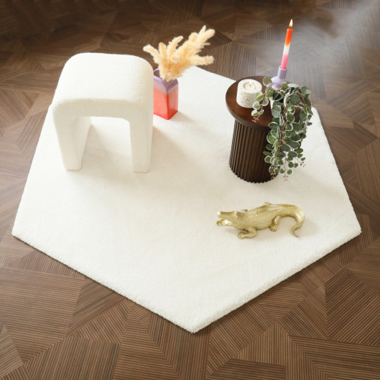 Tapis de salon design hexagonal Touch - Blanc crème