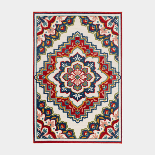 Tapis de salon ou d'extérieur ethnique - Rosace - Multicolore