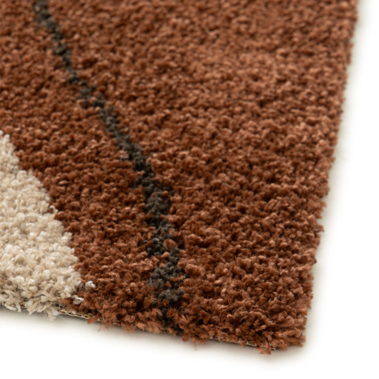 Finition d'angle du tapis style berbères Courbes du Désert Marron et ocre