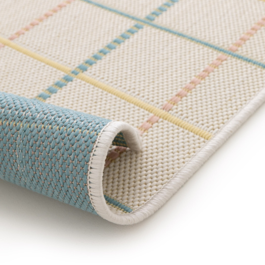 Tapis d'intérieur ou d'extérieur vintage - Félix - Pastel multicolore - envers