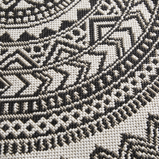 Tapis rond d'intérieur ou d'extérieur - Mandala - Noir - gros plan