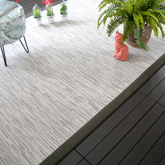 Tapis intérieur / extérieur - Bornéo blanc - Ganse anthracite