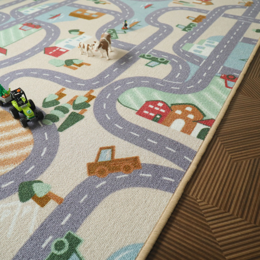 Tapis de jeu enfant circuit de voiture campagne