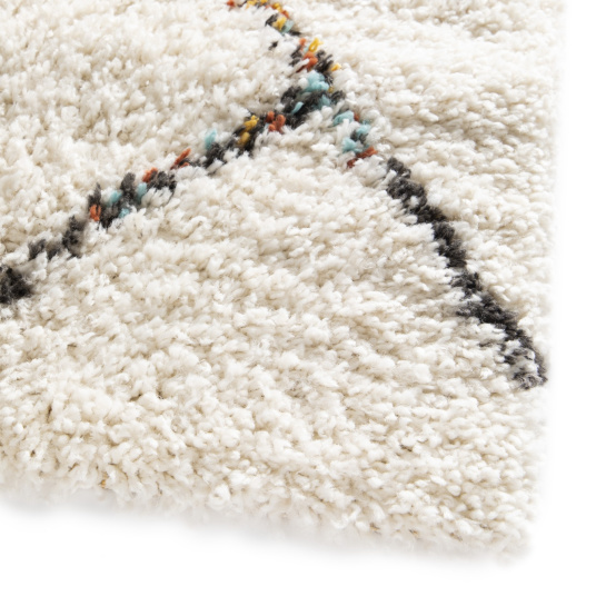 Tapis motif berbère - Nelya - Écru et traits multicolore - coin