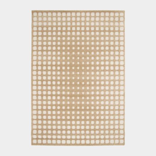 Tapis de salon en relief - Art Abstrait - Caramel avec motifs graphiques crème et marron clair