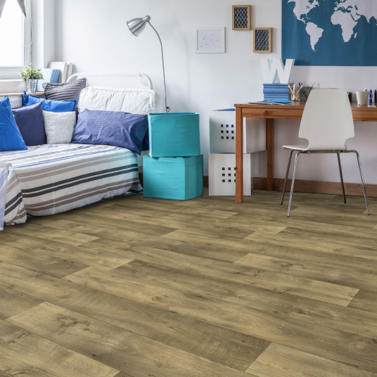 Sol Vinyle Textile Haute Performance - Aspect parquet chêne rustique naturel - chambre