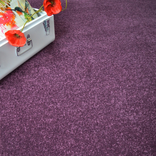 Tapis Bellaire violet ganse coton écru - Vue de près