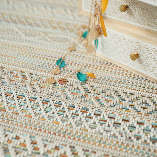 Moquette tissé plat Aztlan pearl multicolor - gros plan